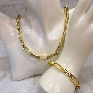 Bronze Gold Oval Necklace & Bracelet Set